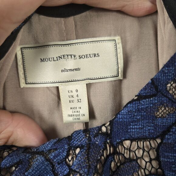 Moulinette Soeurs Anthropologie Size 0 Celestial Lace Maxi Dress Womens Ruffle - Picture 7 of 11